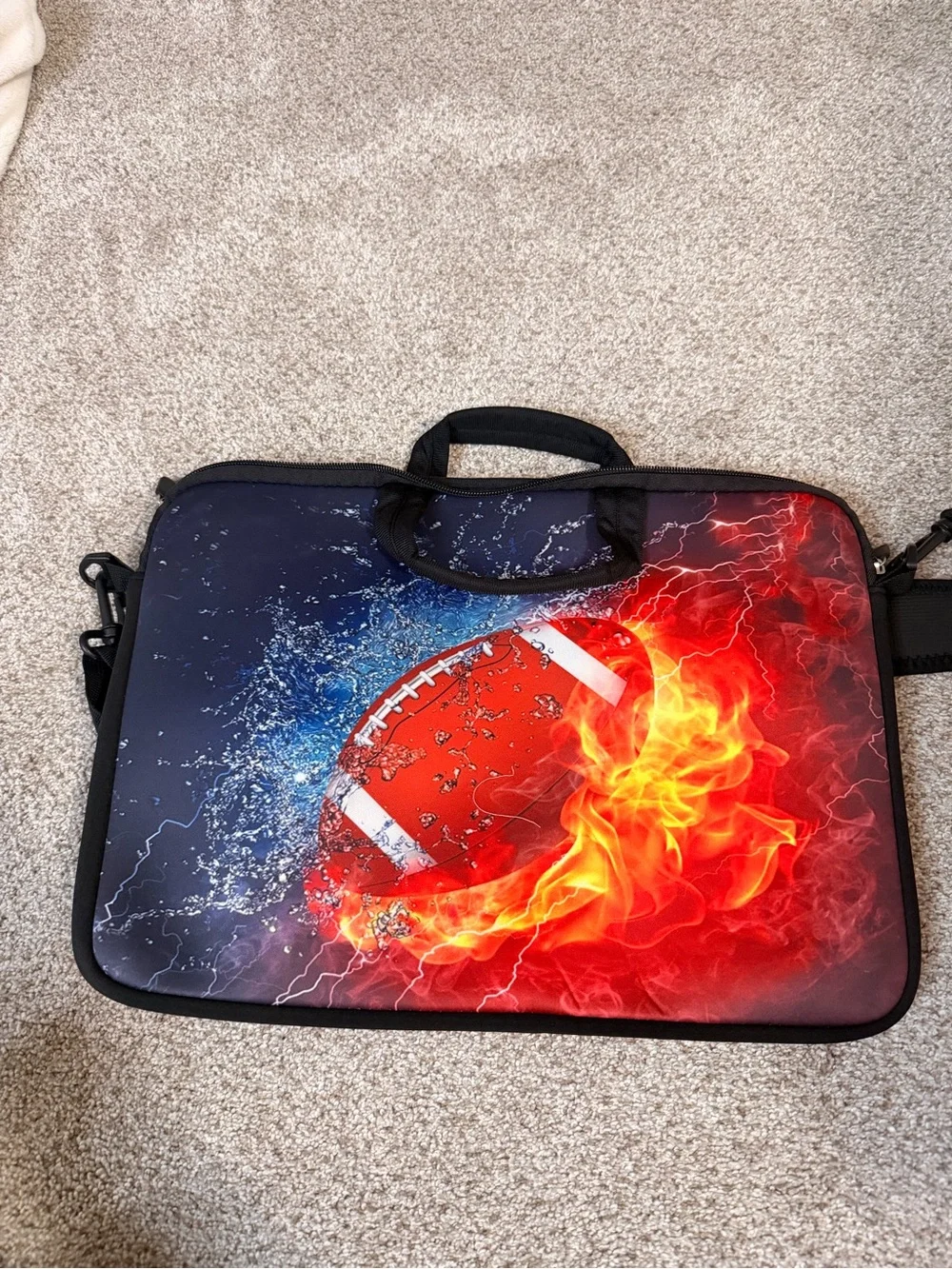 Football Laptop Bag Messenger Case Shoulder Strap Fire Water Sports